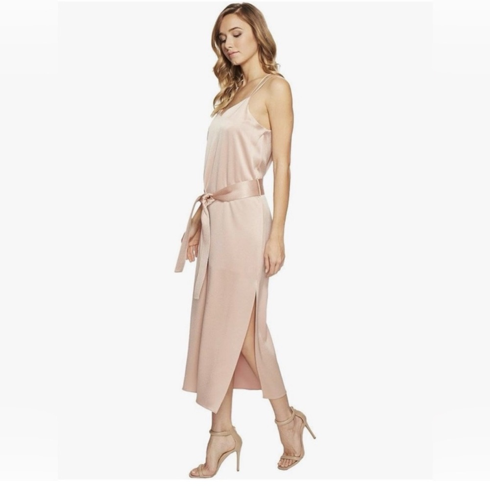 Halston Heritage Satin Cami Slip Dress in Barely Pink NWT $295 retail